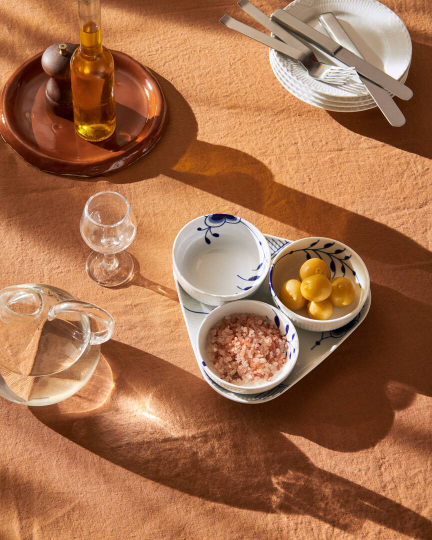 Blå Mega Riflet Serveringssæt 4 dele